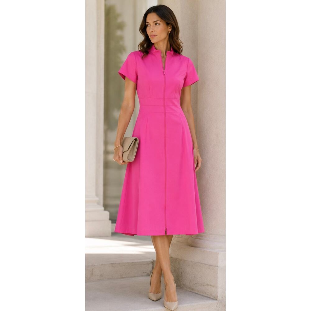 Lafayette 148 New York Fuchsia Midi Shirt Dress